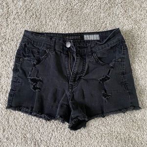 high waisted black ripped shorts